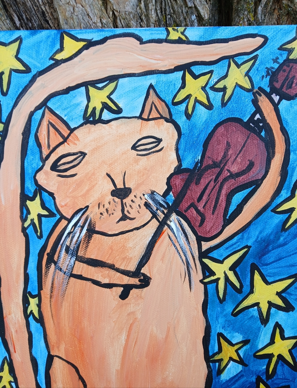 Cat Playing Fiddle Painting - Picture 3 of 8